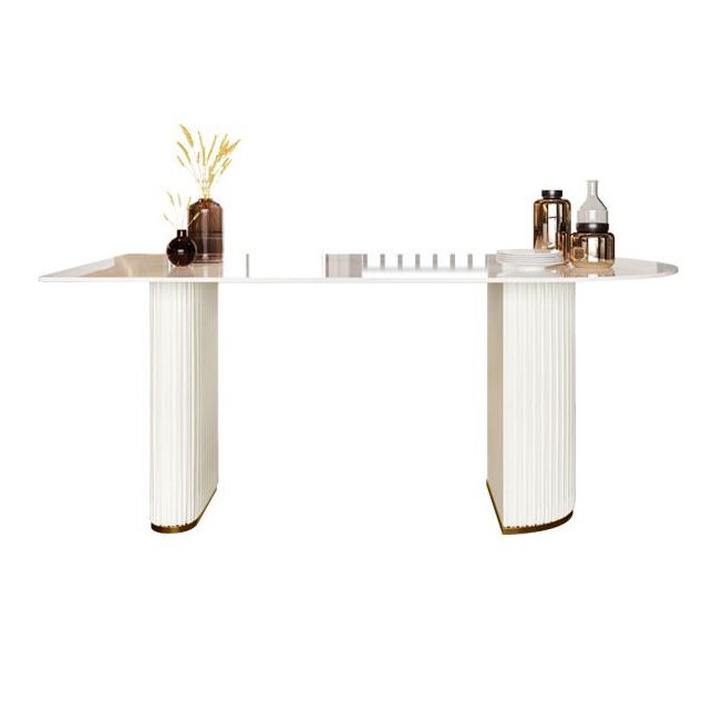 Glam Free Form Sintered Stone Dining Table White Standard Dining Table for Kitchen Clearhalo ' dining_table' 'Dining Tables & Seating' 'Dining Tables' 'furn' 'furn_dining_table' 'Furniture' 'furniture_dining_table' 'Kitchen & Dining Furniture' 'kitchen&dining_furn' 'kitchen' 'kitchen_dining_table' 1200x1200_1523b4c6-369f-4b20-938e-af6282549628