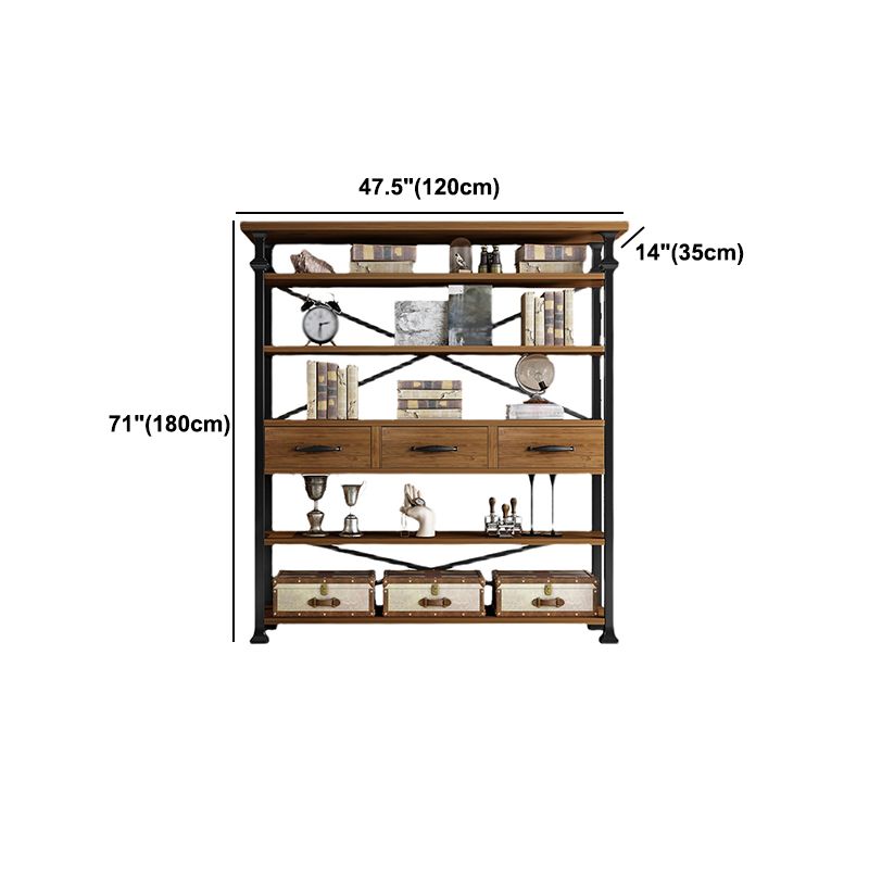 Industrial Style Bookshelf Open Shelf Bookcase with Drawer Storage Clearhalo 'Bookcases' 'furn' 'furn_bookcases' 'Furniture' 'furniture_bookcases' 'kitchen' 'kitchen_bookcases' 'Living Room Furniture' 'Office Furniture' 1200x1200_15241c5d-185e-4498-87f1-d6a2d31068d3