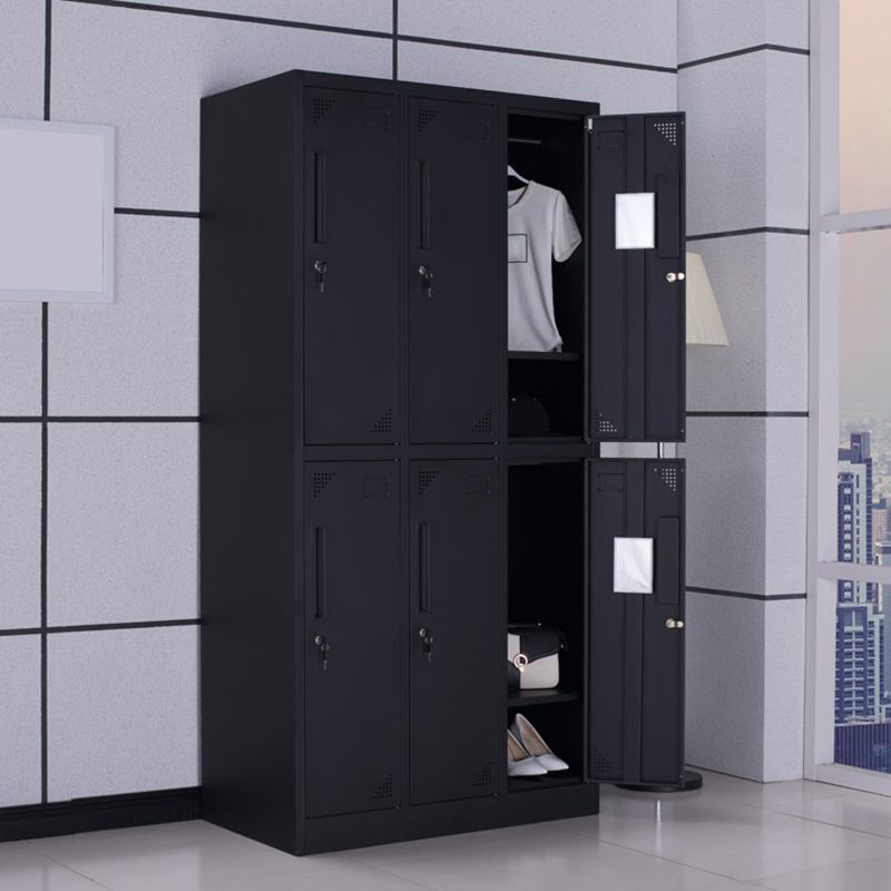 Black Steel Wardrobe with Hinged Door Industrial Storage Cabinet for Bathroom Clearhalo 'Armoires & Wardrobes' 'armoires_wardrobes' 'Bedroom Furniture' 'furn' 'furn_armoires_wardrobes' 'Furniture' 1200x1200_15244e9e-435b-4d68-b5bd-743d58f5b929