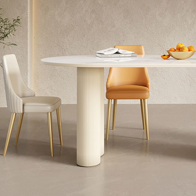 Contemporary Kitchen Dinner Table Oval Double Pedestal Dining Table Clearhalo 'Dining Tables & Seating' 'Dining Tables' 'dining_table' 'furn' 'furn_dining_table' 'Furniture' 'Kitchen & Dining Furniture' 1200x1200_15272aac-ad7c-4c7c-97b3-262f3191ccc8