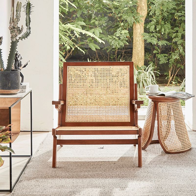 Mid-century Modern Rubberwood Solid Wood Frame Square Arms Chair Clearhalo 'Accent Chairs' 'accent_chairs' 'Chairs & Seating' 'furn' 'furn_accent_chairs' 'Furniture' 'Living Room Furniture' 1200x1200_1527cf62-d2df-4e2f-a69d-bbf17ec7b72b