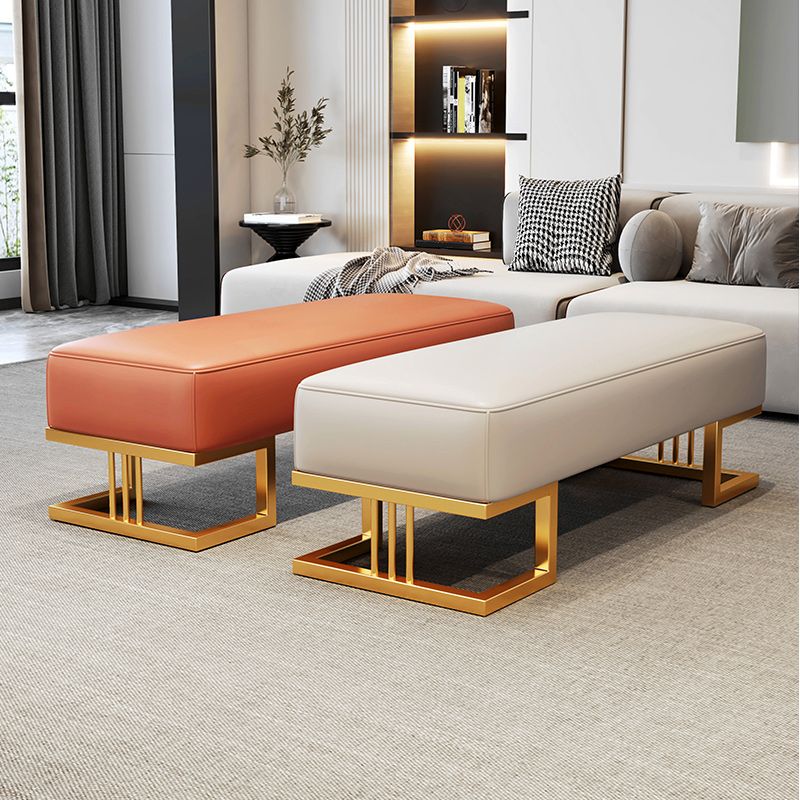 Glam Rectangle Bench with Legs Faux Leather Foam Bench for Home Office Clearhalo 'Benches' 'Chairs & Seating' 'furn' 'furn_benches' 'Furniture' 'Living Room Furniture' 1200x1200_152a819f-20a8-4e52-b517-69d10726e533