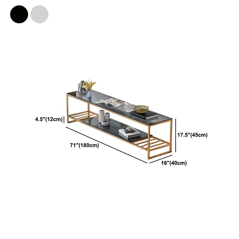 17.72 "H TV Stand Open Rangement Glam Style Console TV avec 2 étagères pour le salon