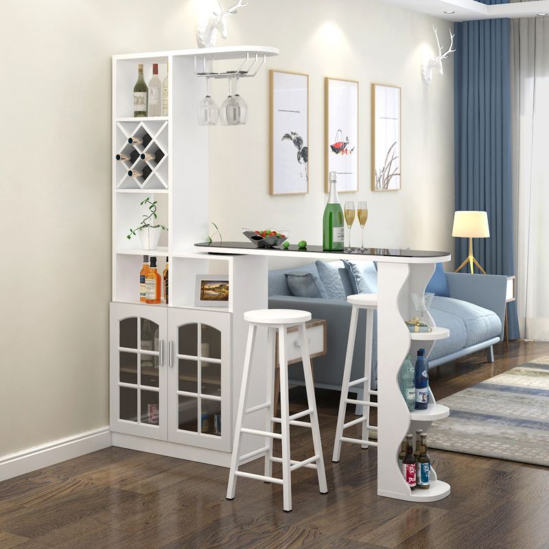 Tabouret de bar contemporain et table de table, bois 3 pièces pour le salon