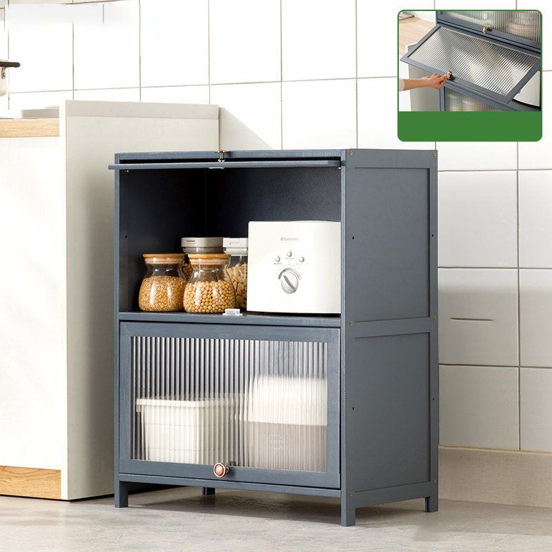 Puertas de vidrio gris Servidor de comedor Servidor de bambú contemporáneo para cocina