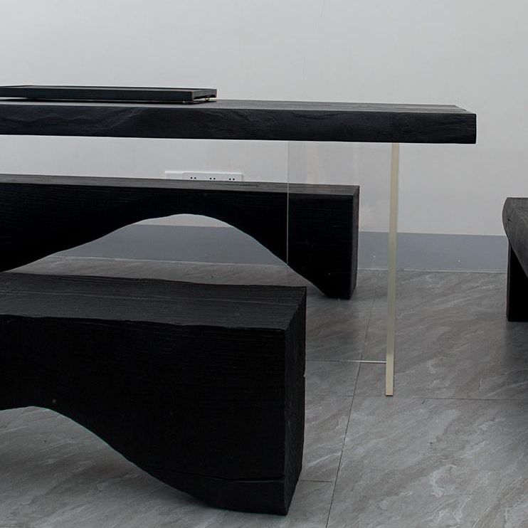 Modern Rectangle Dining Table Black Pine Solid Wood Top Dining Site Table Clearhalo 'Dining Tables & Seating' 'Dining Tables' 'dining_table' 'furn' 'furn_dining_table' 'Furniture' 'furniture_dining_table' 'Kitchen & Dining Furniture' 1200x1200_152c7a43-bbc2-4540-8df6-38a1a4196abe