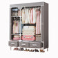 Contemporary Style Wardrobe Armoire Steel Frame Wardrobe Cabinet with Drawers