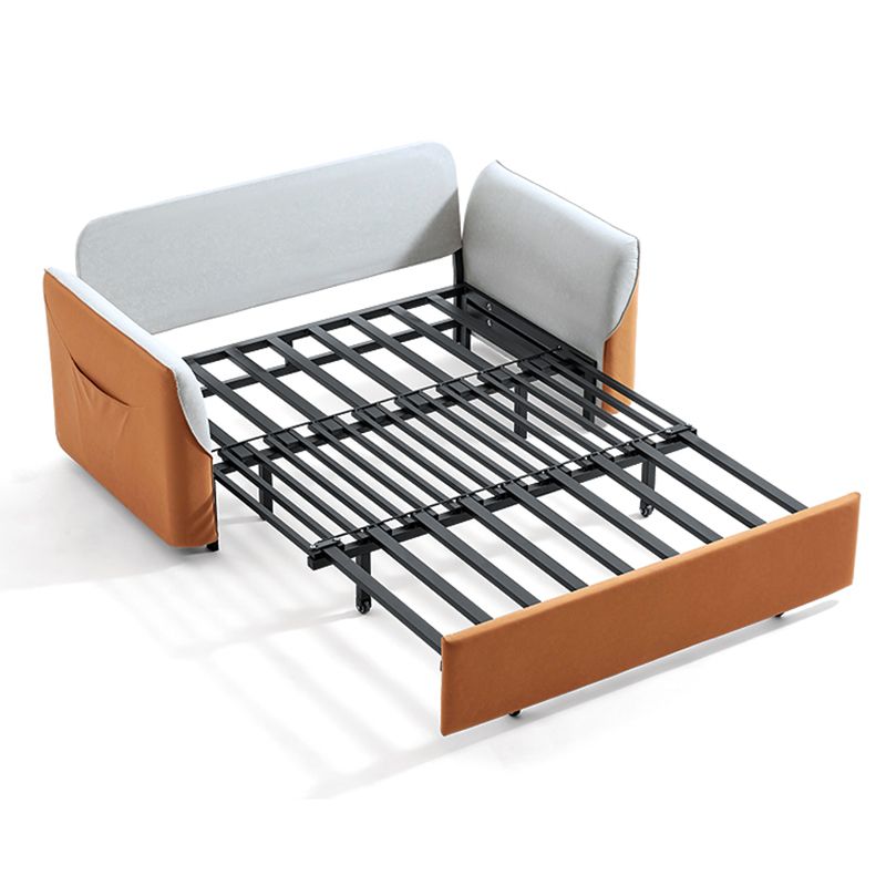 Faux lederen bank bed met kussenachter converteerbare bank met tijdschriftopslag