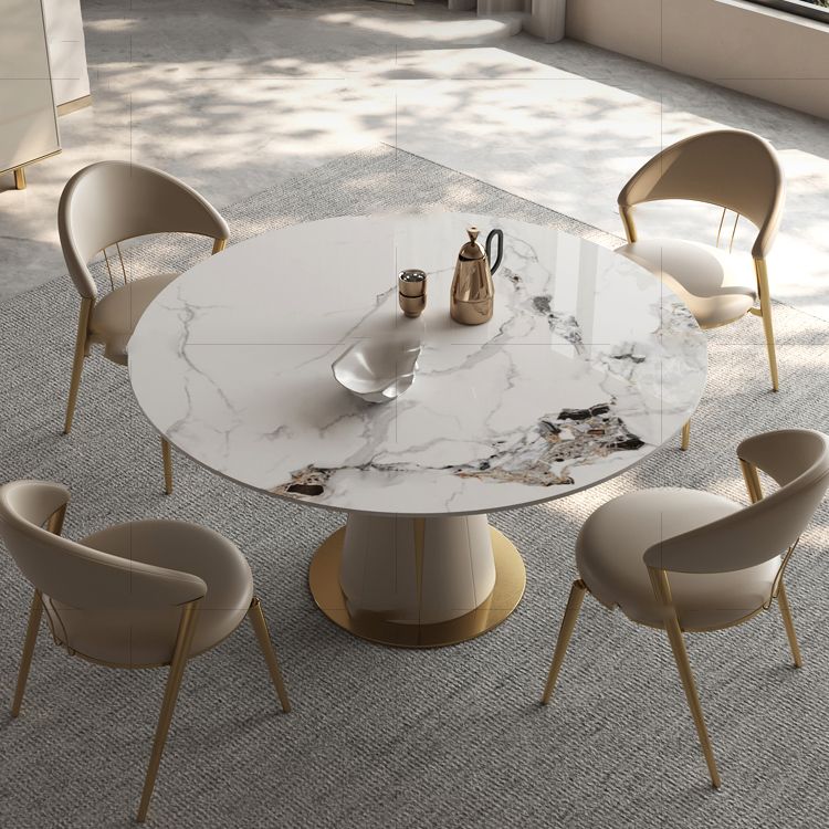Kitchen Stone Round Dining Table Dining Room Pedestal Dinner Table Clearhalo 'Dining Tables & Seating' 'Dining Tables' 'dining_table' 'furn' 'furn_dining_table' 'Furniture' 'Kitchen & Dining Furniture' 1200x1200_152e6a6e-7650-4a0f-af3d-104633b44e6f