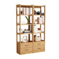 Modern Style Open Back Bookshelf Standard Wooden Bookcase with Drawers