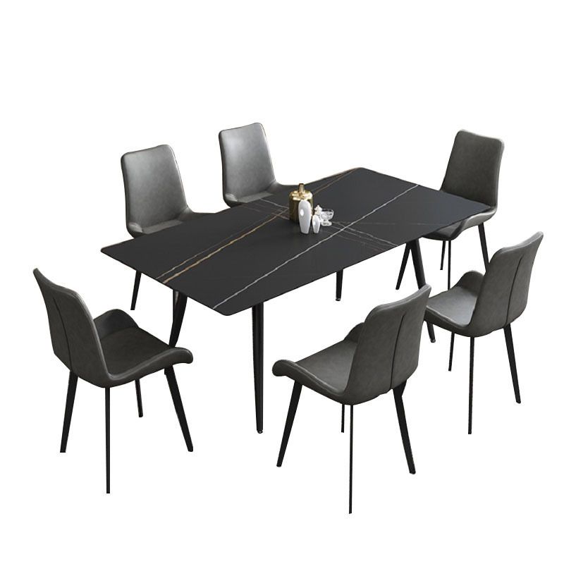 Rectangular Sintered Stone Dining Table Modern Furniture with 4 Legs in Matte Finish Clearhalo 'Dining Tables & Seating' 'Dining Tables' 'dining_table' 'furn' 'furn_dining_table' 'Furniture' 'furniture_dining_table' 'Kitchen & Dining Furniture' 'kitchen' 'kitchen_dining_table' 1200x1200_15313725-114c-48d7-8007-a3b1b92ccbed