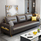 Nordic Leather Sofa with Bolster Pillows Single Cushion Seat Square Arm for Living Room Clearhalo 'furn' 'furn_sofas' 'Furniture' 'furniture_sofas' 'kitchen' 'kitchen_sofas' 'Living Room Furniture' 'Sofa' 'sofas' 1200x1200_15316d2c-d0dd-4112-bc7b-5d4b0ab916ab