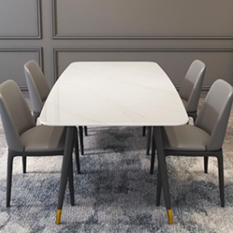 Luxury Sintered Stone Top Dining Table Rectangle White Table with 4 Legs Clearhalo 'Dining Tables & Seating' 'Dining Tables' 'dining_table' 'furn' 'furn_dining_table' 'Furniture' 'Kitchen & Dining Furniture' 1200x1200_1532b6c6-04f9-44e8-a997-4a616ee6bff6