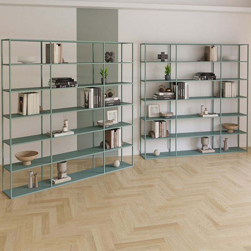 9.8" W Modern Open Storage Bookcase Metal Bookshelf with Shelves