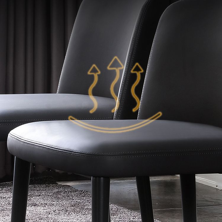 Minimalist Style Leather Dining Chairs Solid Back Armless Side Chairs (Set of 2) Clearhalo ' kitchen&dining_furn' 'Dining Chairs' 'Dining Tables & Seating' 'dining_chair' 'furn' 'furn_dining_chair' 'Furniture' 'furniture_dining_chair' 'Kitchen & Dining Furniture' 'kitchen' 1200x1200_153721ad-18a3-4a97-8f62-3a5aeeb716e5