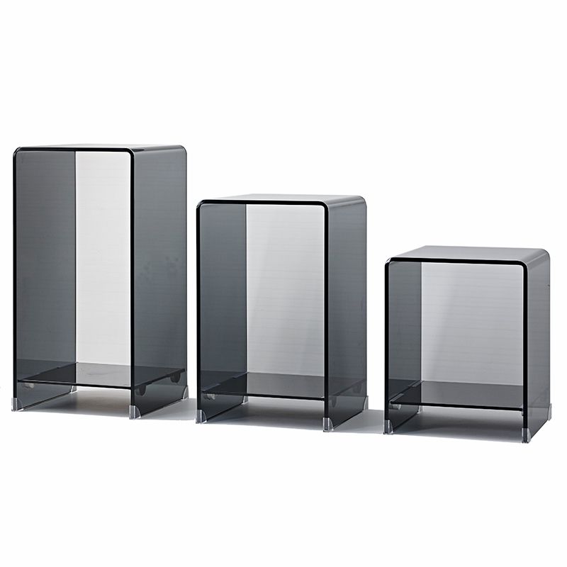 Mesa de trineo de la mesa cuadrada de vidrio contemporánea con estante