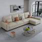 Faux Leather Sectional with 4 Pillows Back and Square Arms for Living Room