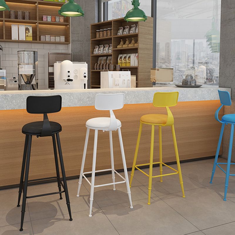 Contemporary Metal Stool PU Leather Barstools in Matte Finish for Indoor