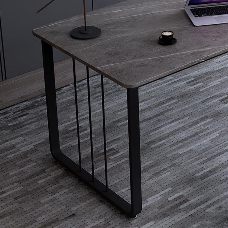 Gebogener moderner Office -Schreibtisch Antiquen Finish Computertisch mit Metallbeinen