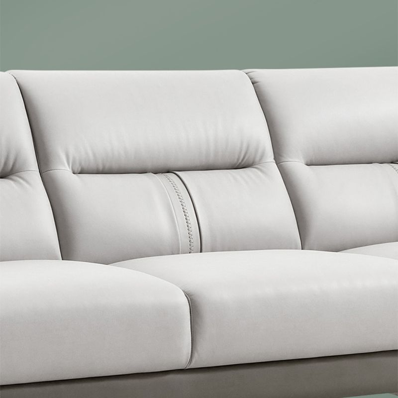 Sofá de brazo cuadrado en madera sólida con almohada cosida de cuero sintético