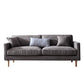 Fabric Slipcovered Sofa Dark Grey Square Arm Sofa with 3 Pillows