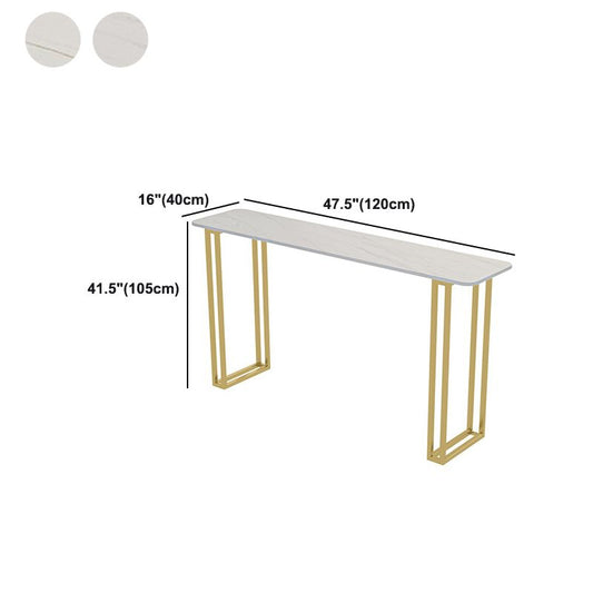 Stone Contemporary Sled Cocktail Bar Table Gold and White Rectangle Counter Table Clearhalo 'Bar Furniture' 'Bar Tables' 'bar_tables' 'furn' 'furn_bar_tables' 'Furniture' 'furniture_bar_tables' 'Kitchen & Dining Furniture' 1200x1200_15409168-c89a-4c04-b3ad-a00c4a566eee