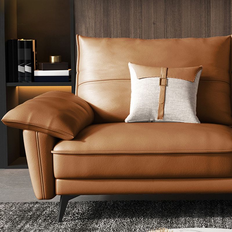 Brown Genuine Leather Sectional Sofa Set Pillow Top Arm Sectionals Couch with Pillows Clearhalo 'Furniture' 'furniture_sectionals' 'Living Room Furniture' 'Sectionals' 1200x1200_1540f8f1-7a76-482e-9233-605772d2460c