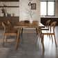 Mesa de comedor estilo simplicidad, mesa de comedor rectangular de madera maciza, color marrón
