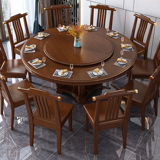 Round Solid Wood Dining Table Modern Turntable Furniture with Pedestal Base Clearhalo 'Dining Tables & Seating' 'Dining Tables' 'dining_table' 'furn' 'furn_dining_table' 'Furniture' 'furniture_dining_table' 'Kitchen & Dining Furniture' 'kitchen' 'kitchen_dining_table' 1200x1200_15416d19-4c95-4759-82ca-e5c6267fd9f2