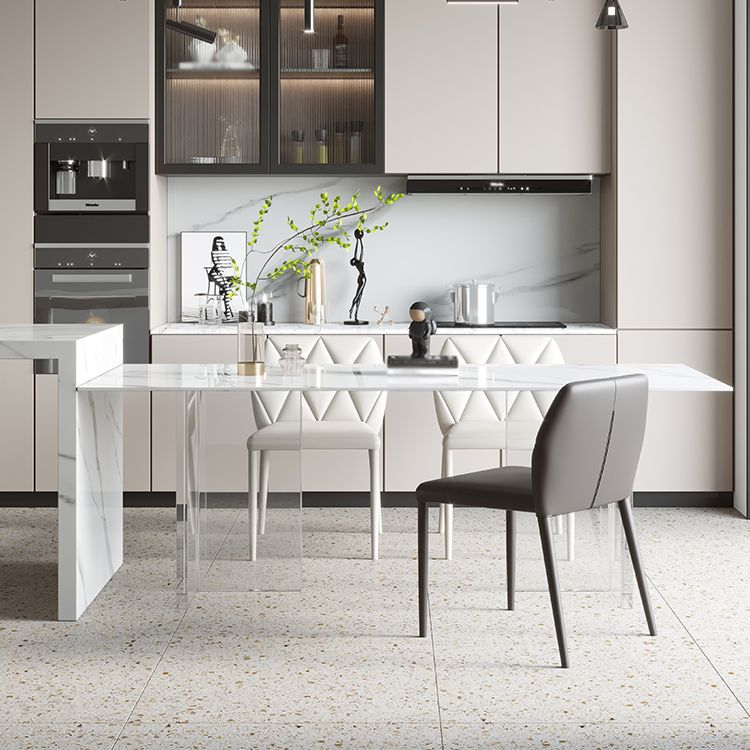 Moderner Stil Esstisch Sinterstein Rechtecktisch mit Acrylbasis