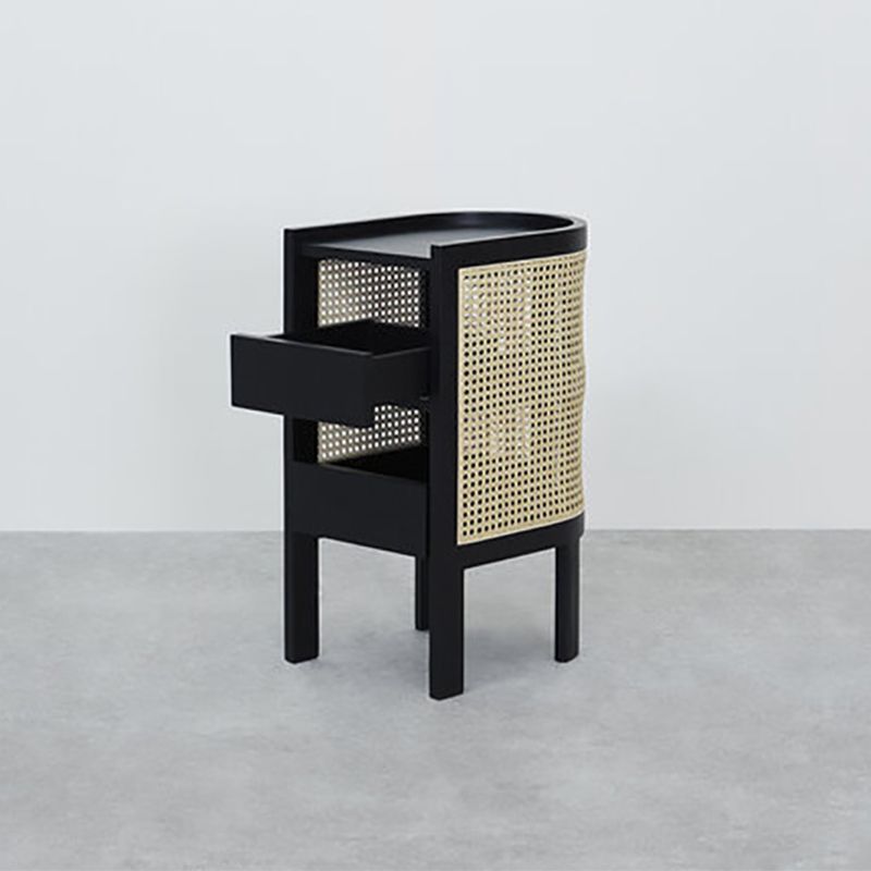 Mimbre/ratán Nightsand Madera sólida de 24 pulgadas H 1-estante para el gabinete incluye gabinete