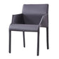 Sillas de comedor de brazo de cuero sintética y silla lateral gris oscuro