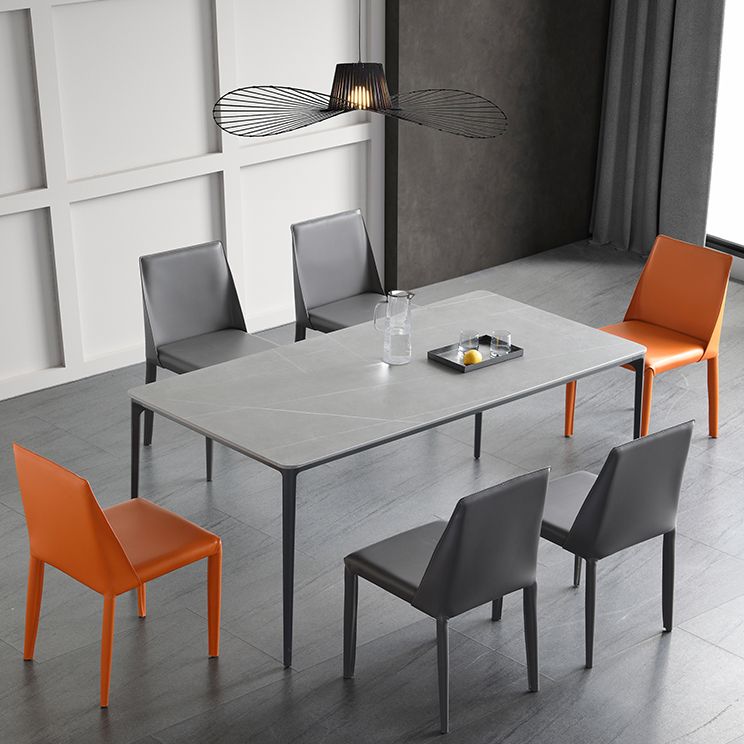 Metal Modern Rectangle Table Sintered Stone Table for Dining Room and Kitchen Clearhalo ' dining_table' 'Dining Tables & Seating' 'Dining Tables' 'Furniture' 'furniture_dining_table' 'Kitchen & Dining Furniture' 'kitchen&dining_furn' 'kitchen' 'kitchen_dining_table' 1200x1200_1547305b-c118-4c00-9351-024f472c0666