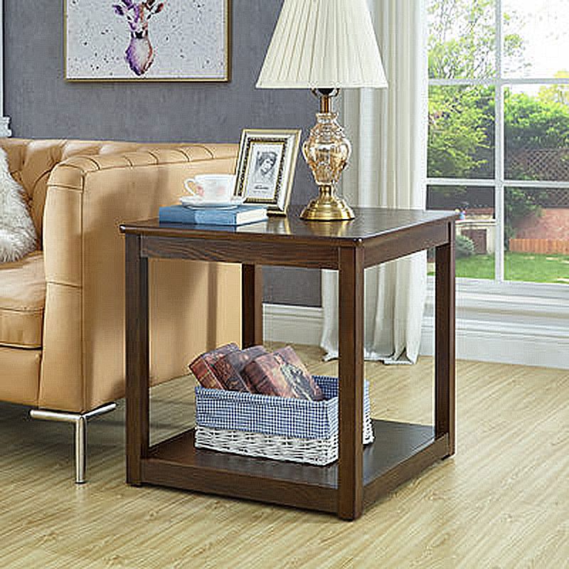 Tavolino in legno quadrato di fattoria marrone/tavolo laterale di divano Walunt con deposito