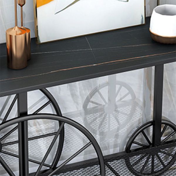 Glam Rectangle Accent Table Stone Sofa Console Table with Shelf for Hall Clearhalo 'Console Tables' 'console_tables' 'Entry & Mudroom Furniture' 'furn' 'furn_console_tables' 'Furniture' 1200x1200_15498bb9-2a47-4593-82c4-1cde151fe986