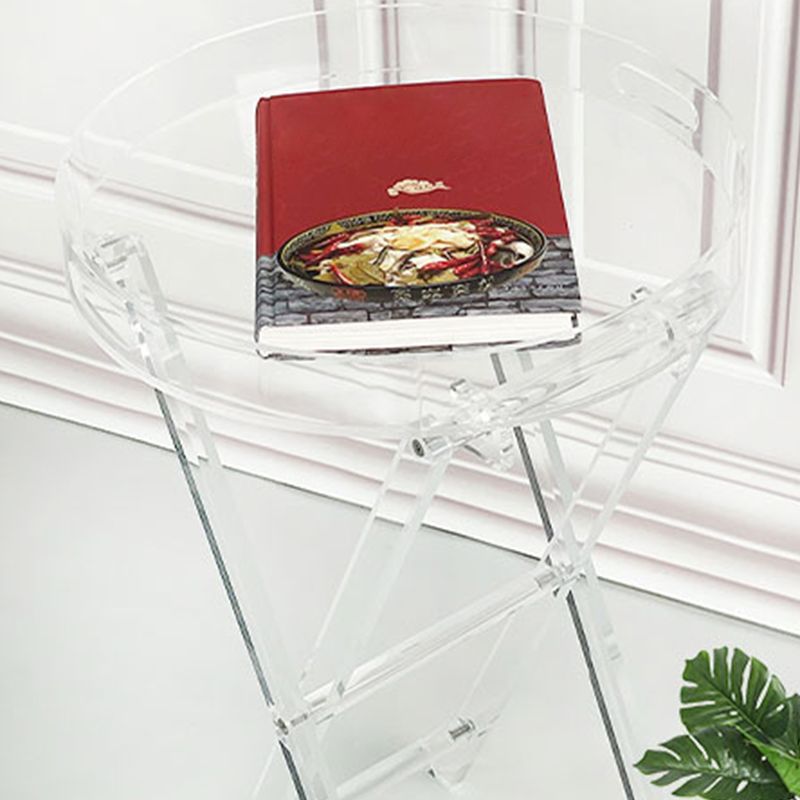 Cross Legs Side Table Acrylic Round/Rectangular Sofa Side Accent Table