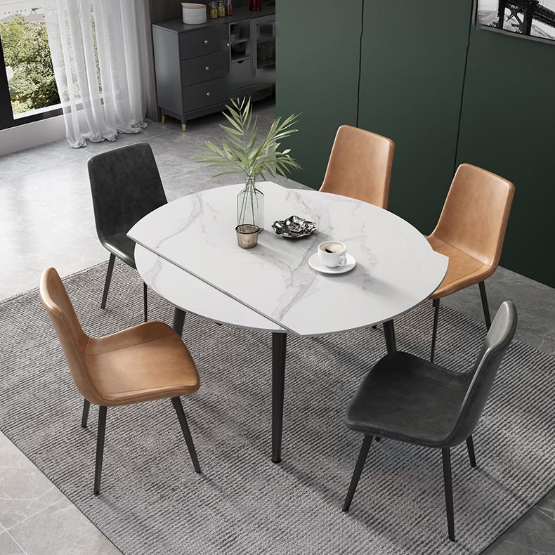 Modern Scalable Dinette Set 1/4/5/6 Pieces Round Sintered Stone Top Dining Table Set Clearhalo 'Dining Room Sets' 'Dining Tables & Seating' 'dining_room_set' 'furn' 'furn_dining_room_set' 'Furniture' 'furniture_dining_room_set' 'Kitchen & Dining Furniture' 1200x1200_154ca946-20b9-49ec-97f7-b2dd89fa5084