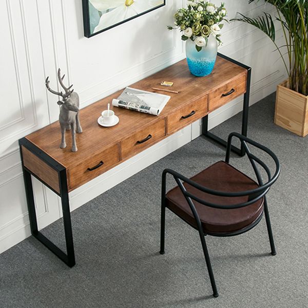 Modern Rectangular Console Table Metal Console Sofa Table in Brown Clearhalo 'Console Tables' 'console_tables' 'Entry & Mudroom Furniture' 'furn' 'furn_console_tables' 'Furniture' 1200x1200_154d14c2-c47d-4a21-bbd2-d8a15e7239b6