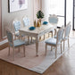 White Color Rectangle Marble Fixed Dinner Table with 4 Legs for Dining Room