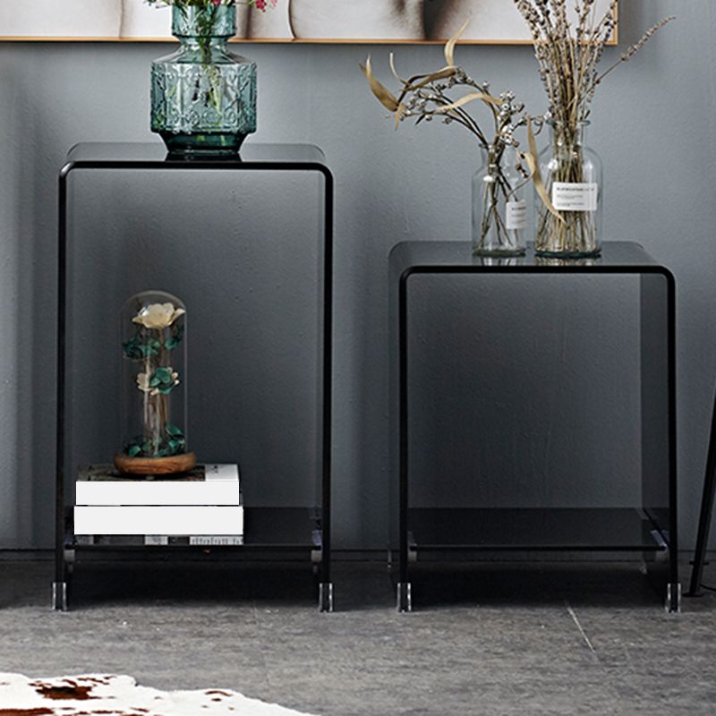 Mesa de trineo de la mesa cuadrada de vidrio contemporánea con estante