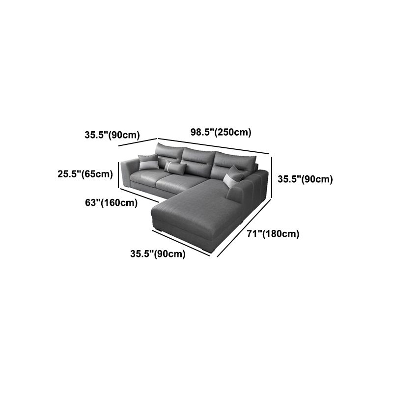 Faux Leather Sectional Stain-Resistant Square Arm Sectional with Pillowed Back Cushions
