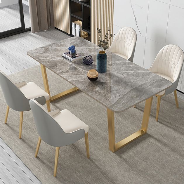 Minimalist Style Sintered Stone Dining Table Rectangular Dining Table with Metal Frame Clearhalo 'Dining Room Sets' 'Dining Tables & Seating' 'dining_room_set' 'furn' 'furn_dining_room_set' 'Furniture' 'furniture_dining_room_set' 'Kitchen & Dining Furniture' 'kitchen&dining_furn' 'kitchen' 1200x1200_1551354e-d968-4601-9e9a-f0c5bb81b1e3