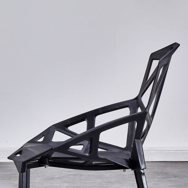 Contemporary Kitchen Plastic Armless Dining chair Cross Back Side Chair for Home Use Clearhalo ' kitchen&dining_furn' 'Dining Chairs' 'Dining Tables & Seating' 'dining_chair' 'furn' 'furn_dining_chair' 'Furniture' 'furniture_dining_chair' 'Kitchen & Dining Furniture' 'kitchen' 1200x1200_1551919c-f495-4b2e-b6c0-4e901eb47fa2