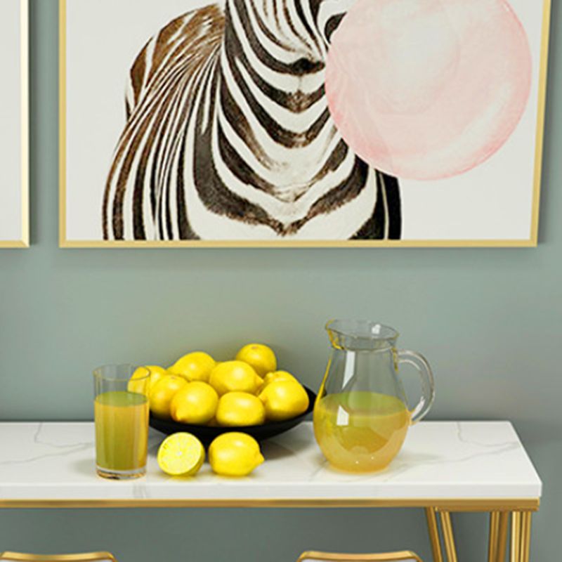 Table de pub à comptoir en marbre blanc et doré