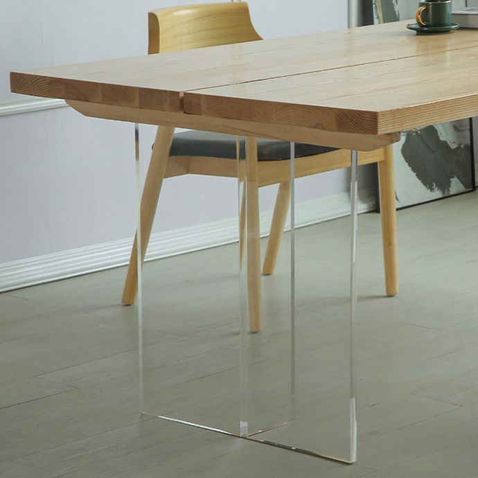 Rectangle Solid Wood Dining Table Modern Acrylic Double Pedestal Table Clearhalo 'Dining Tables & Seating' 'Dining Tables' 'dining_table' 'furn' 'furn_dining_table' 'Furniture' 'Kitchen & Dining Furniture' 1200x1200_1552c787-4274-42c1-93f7-da9f08c3d035