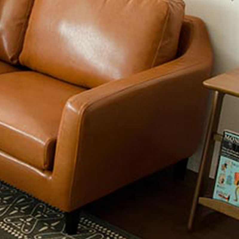 Transitional Flared Arm Faux Leather Sofa with 2 Pillows for Living Room Clearhalo 'furn' 'furn_sofas' 'Furniture' 'furniture_sofas' 'kitchen' 'kitchen_sofas' 'Living Room Furniture' 'Sofa' 'sofas' 1200x1200_1556e54a-72b9-4cc7-8ece-72eba69e4be7