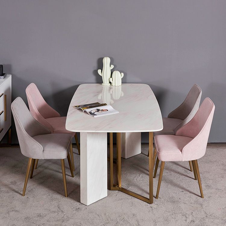 Glam Style Sintered Stone Dining Table with White Rectangle Shape Table for Home Use Clearhalo 'Dining Room Sets' 'Dining Tables & Seating' 'dining_room_set' 'furn' 'furn_dining_room_set' 'Furniture' 'furniture_dining_room_set' 'Kitchen & Dining Furniture' 'kitchen&dining_furn' 'kitchen' 1200x1200_15570aea-a88e-49a0-97a3-c9accc61633f
