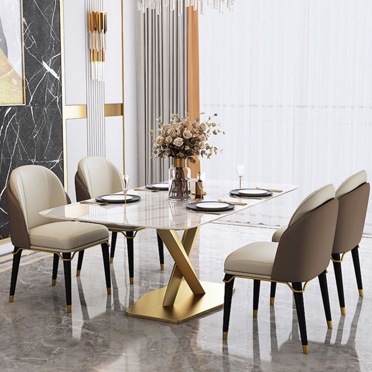 Luxurious Sintered Stone Top Dining Set Rectangular 1/4/5/7 Pieces Dinette Table Set