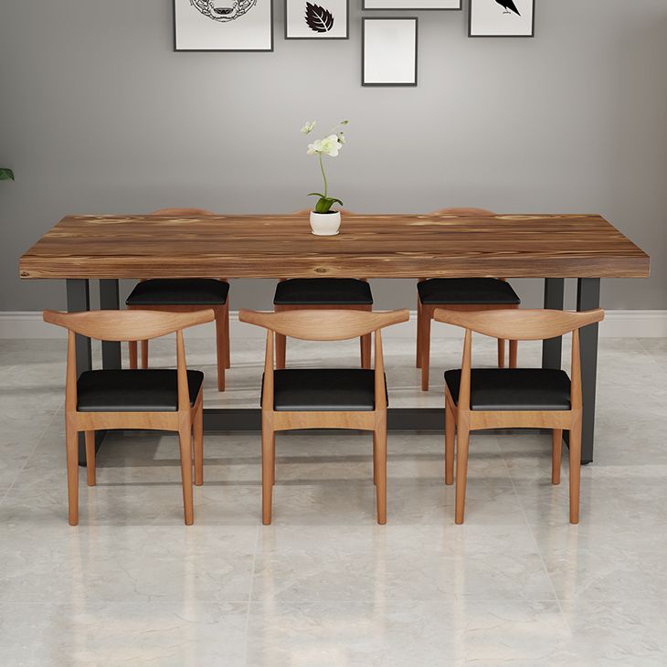 Industrial Style Solid Wood Top Dining Table Sets with Trestle Base Table Dining Table Furniture Clearhalo 'Dining Room Sets' 'Dining Tables & Seating' 'dining_room_set' 'furn' 'furn_dining_room_set' 'Furniture' 'furniture_dining_room_set' 'Kitchen & Dining Furniture' 'kitchen&dining_furn' 'kitchen' 1200x1200_15595cdd-6724-4a48-be6b-cf38cd62a80b