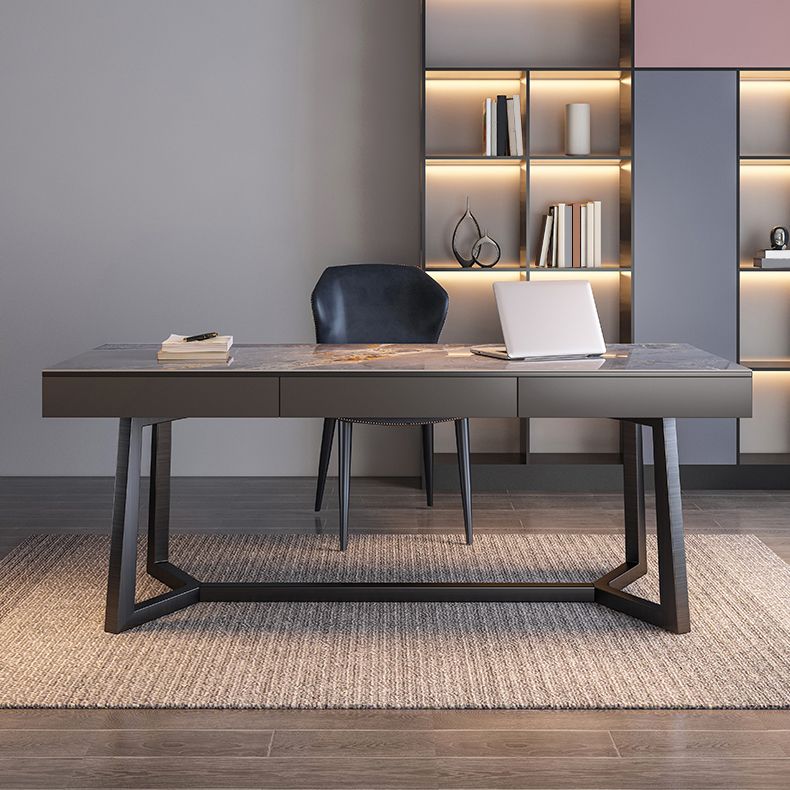 Bureau d'écriture en bois massif moderne 3 dessins de bureau rectangulaire de dessin
